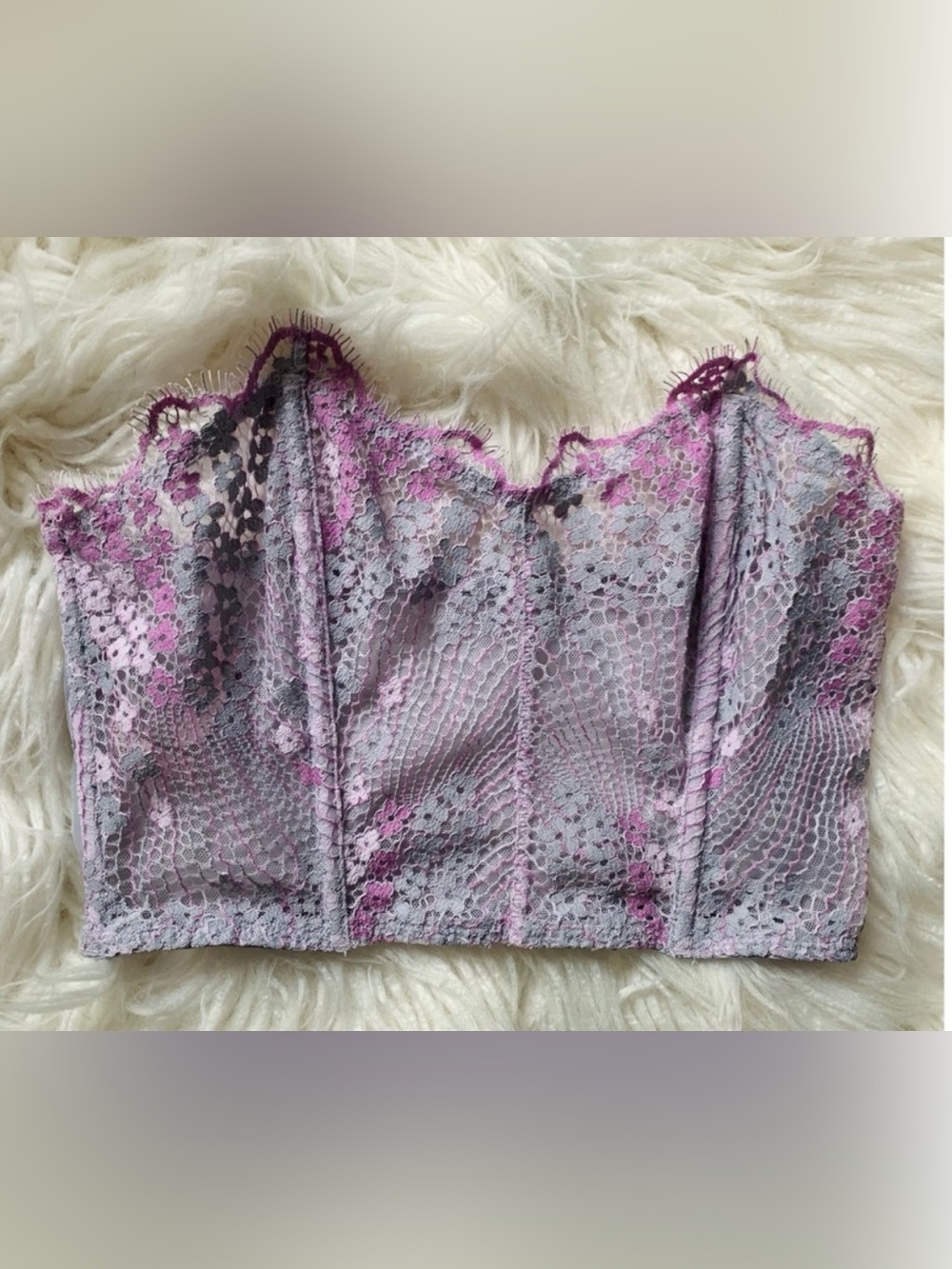 Victoria’s Secret Corset Bustier Structured Gray Purple Size  Small